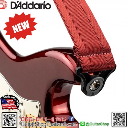 สายสะพาย D'Addario Auto Lock Guitar Strap Red