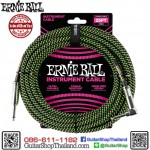 สายแจ็คกีตาร์ Ernie Ball® 25' Braided Straight/Angle Black-Green