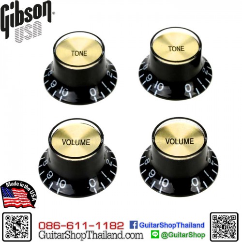 ฝาโวลุ่มโทน Gibson® Tophat Knobs Black/Gold PRMK-020