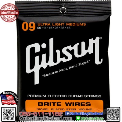 สายกีตาร์ไฟฟ้า Gibson Brite Wires Electric 09-42