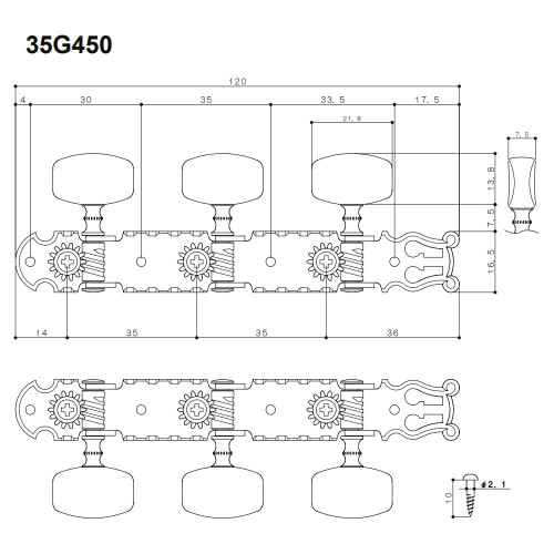 ลูกบิดกีต้าร์คลาสสิก Gotoh 35G450 Gold