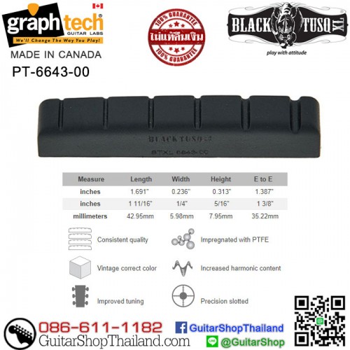 นัทกีตาร์ Graph Tech® Black TUSQ XL PRS/Ibanez/Jackson/Charvel/Schecter 43